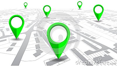 GPS navigator pointer on city map - vector Vector Illustration